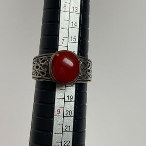 Silpada Sterling Silver Ring with red stone in center Size 8